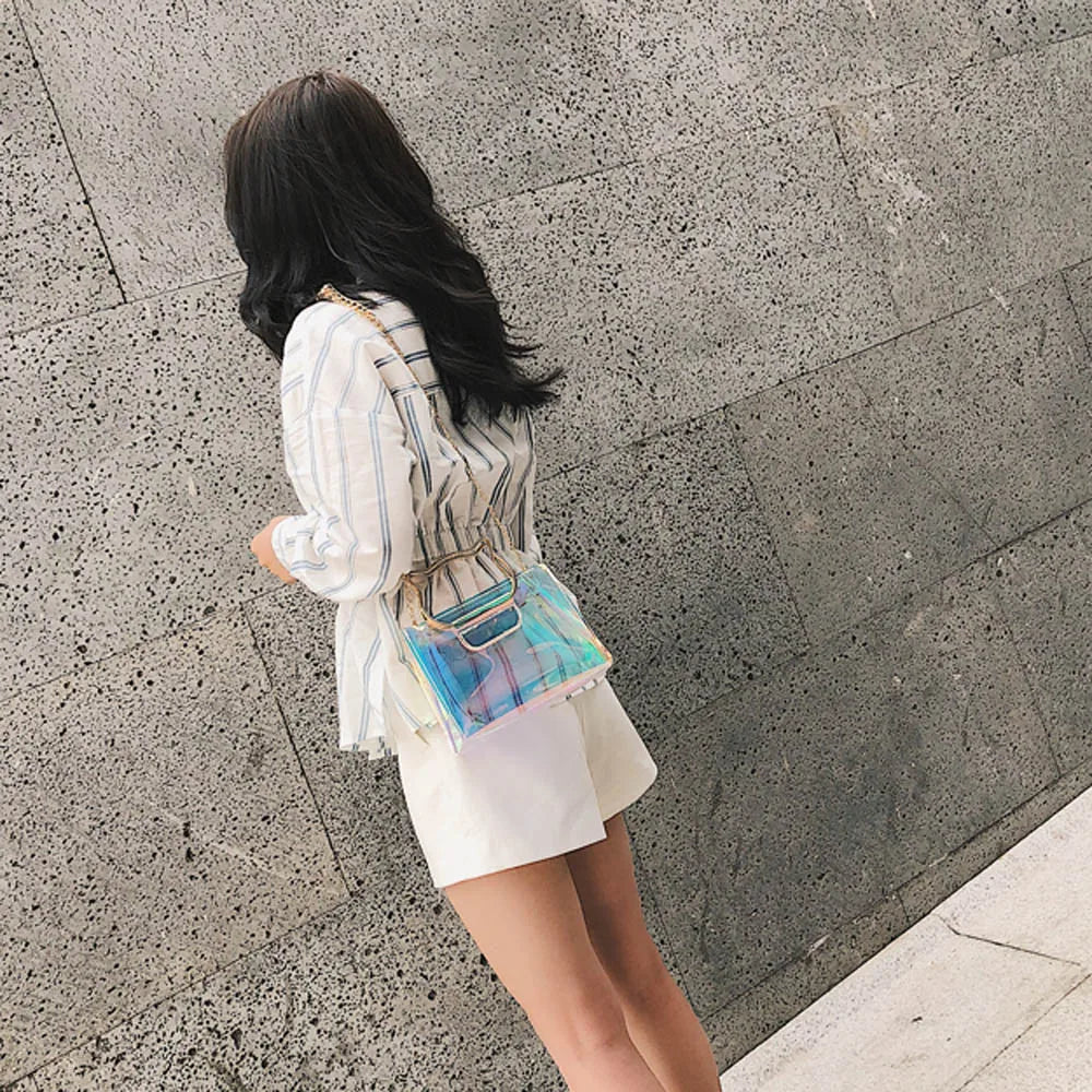 Women Laser Mini Chain Shoulder Bag Cat Handbag Fashionable Shoulder Fl