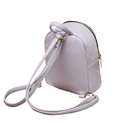 Women Leather Backpack School Rucksack College Solid Ladies Satchel