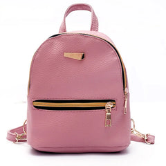 Women Leather Backpack School Rucksack College Solid Ladies Satchel
