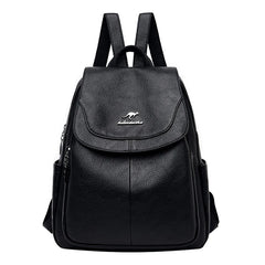 Women Leather Backpack High Capacity School Bag for Teenager Girls
