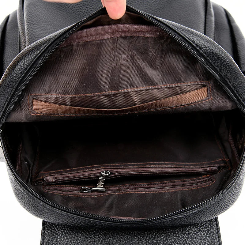 Women Leather Backpack High Capacity School Bag for Teenager Girls