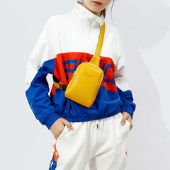 Women Leather Pink Chest Pack Bag Hip Hop Banana Belt Bag