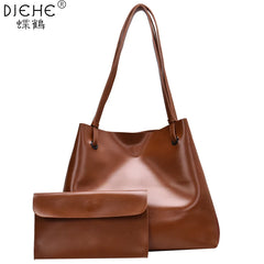 Vintage Leather Shoulder Bag Crossbody Messenger Handbag Purse Brown
