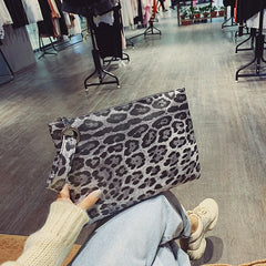 Leopard Leather Clutch Wristlet Bag Envelope Wallet Beach Vacation Handbag