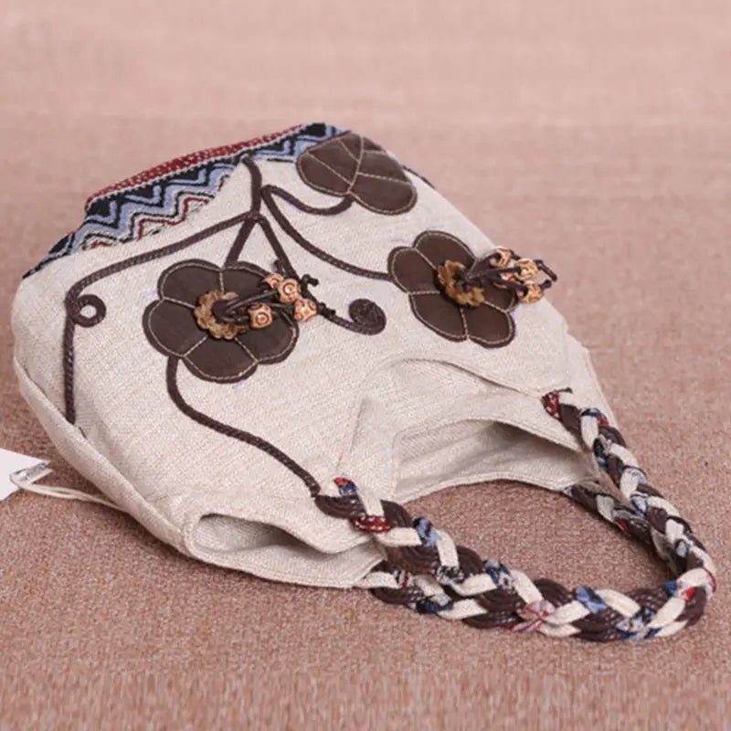 Women Linen Shoulder Bag Casual Tote Purse Travel Handbag