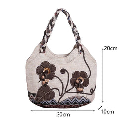 Women Linen Shoulder Bag Casual Tote Purse Travel Handbag
