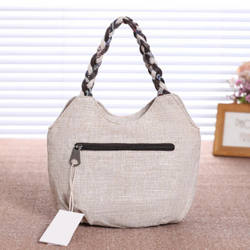 Women Linen Shoulder Bag Casual Tote Purse Travel Handbag