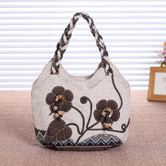 Women Linen Shoulder Bag Casual Tote Purse Travel Handbag