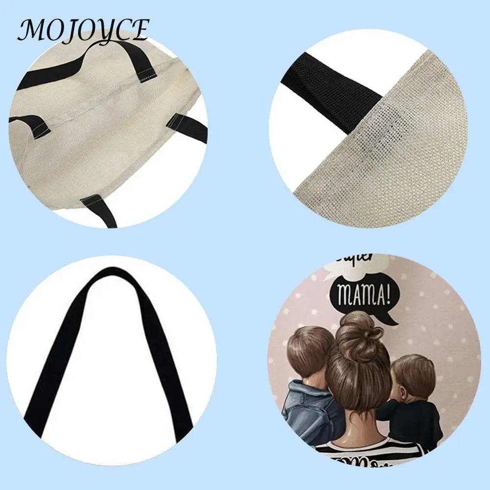 Mothers Printed Linen Shopper Bag Reusable Tote