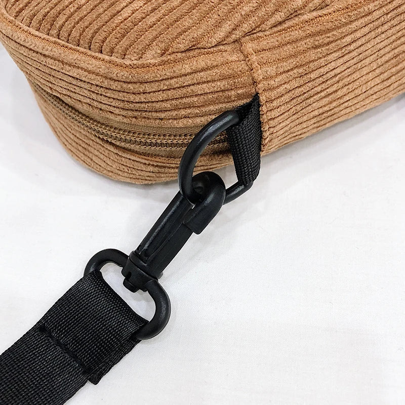 Pink Corduroy Crossbody Bag for Women Small Shoulder Purse