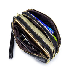 Women Long Wallet Leather 3-layer Zipper Purse Large Capacity Clutch Phone Bag