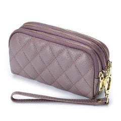 Women Long Wallet Leather 3-layer Zipper Purse Large Capacity Clutch Phone Bag