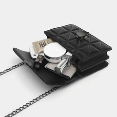 Women Handbags Rhombic PU Leather Crossbody Bags Chain Small Messenger Bag
