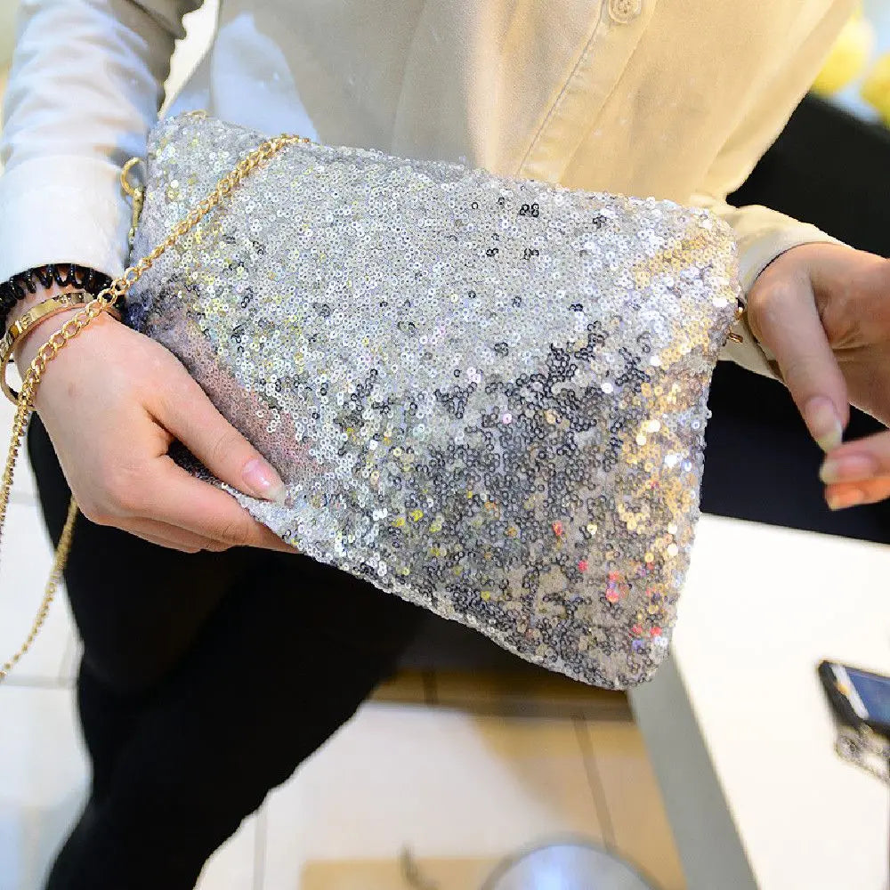 Glitter Sequin Crossbody Bag Sparkling Evening Envelope Clutch