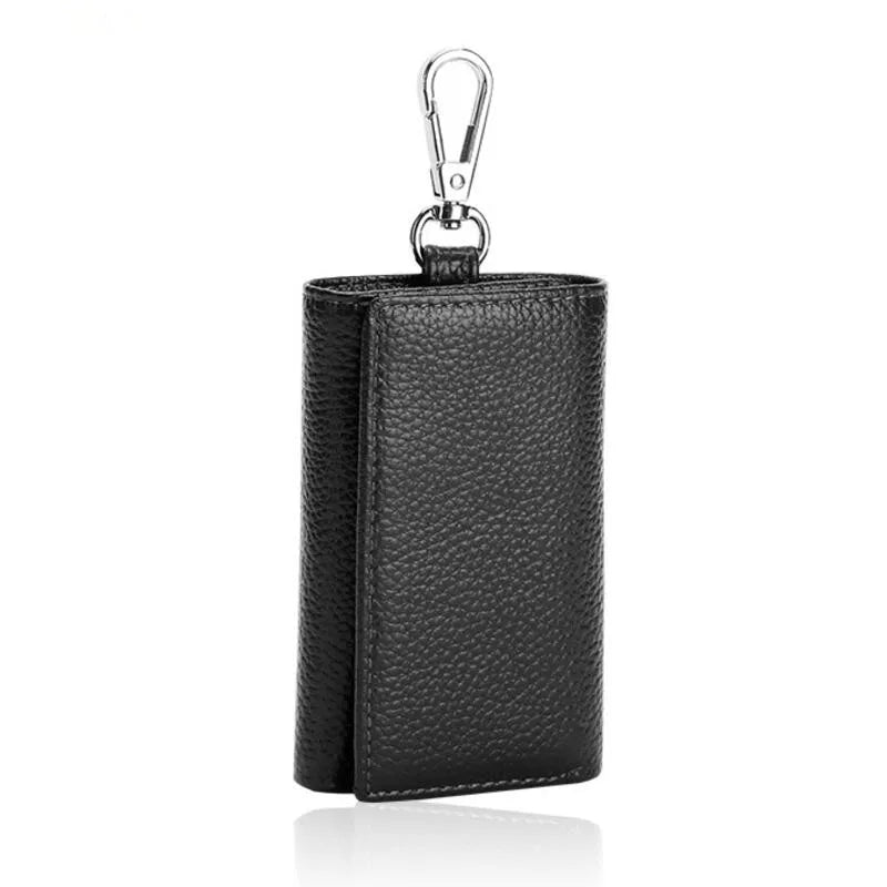Leather Key Wallets 6 Ring Buckle Key Case Housekeeper Holder