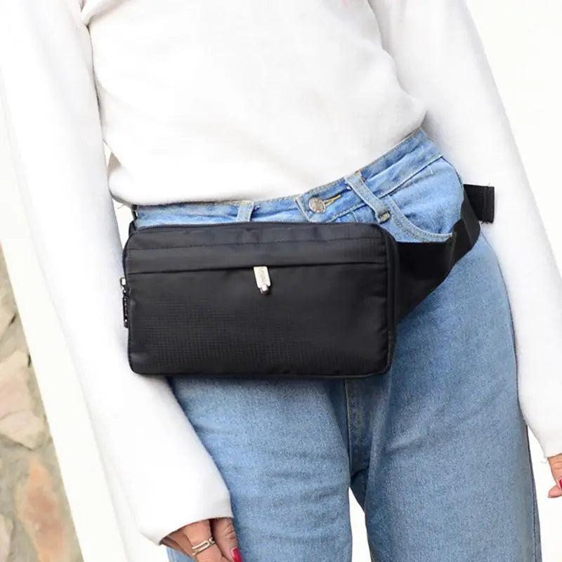 Nylon Belt Bum Waist Phone Pouch Fanny Pack Crossbody Sport Zip Bag