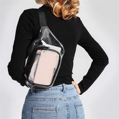 Clear Double-Layer Zippers Waist Bag Waterproof Adjustable Straps Pack