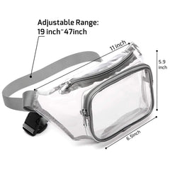 Stitching Clear Waist Bag, Double-Layer Zippers Waterproof Pack
