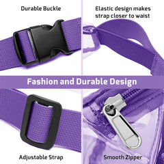 Clear Double-Layer Zippers Waist Bag Waterproof Adjustable Straps Pack