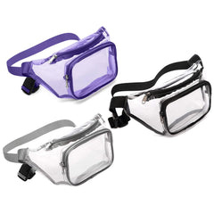 Clear Double-Layer Zippers Waist Bag Waterproof Adjustable Straps Pack