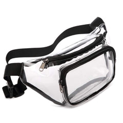 Clear Double-Layer Zippers Waist Bag Waterproof Adjustable Straps Pack