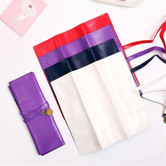 Soft Leather Pencil Case Stationery Clutch Bag Portable