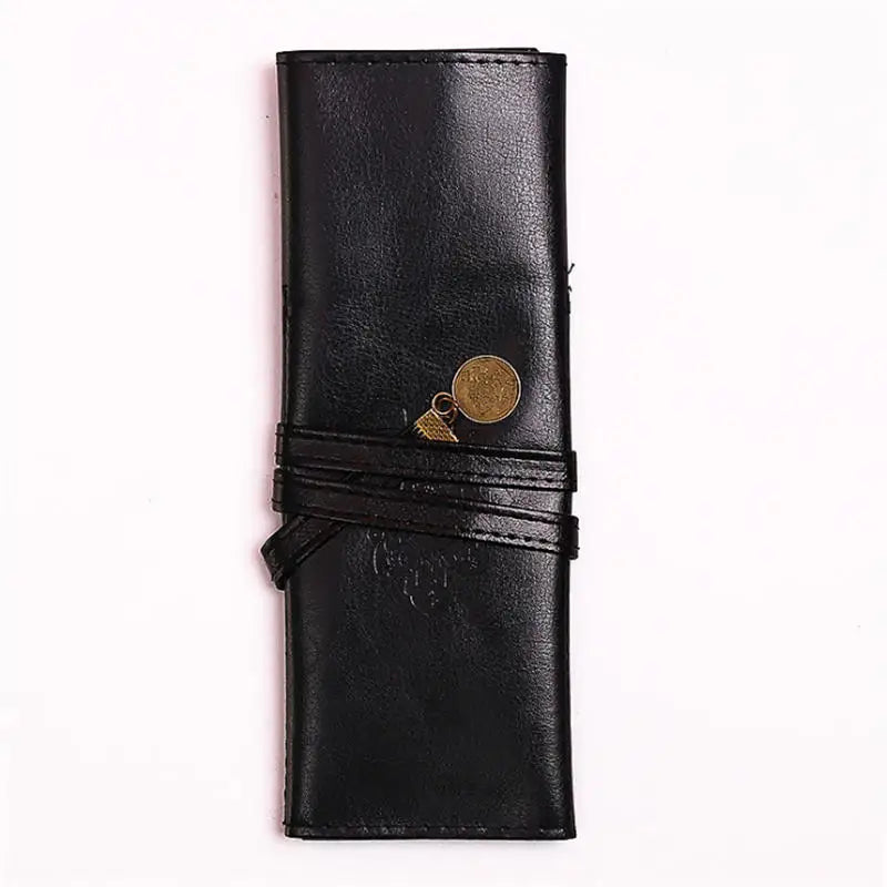 Soft Leather Pencil Case Stationery Clutch Bag Portable