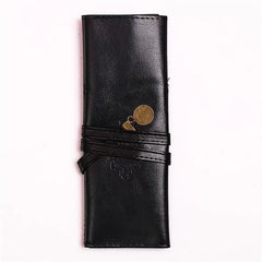 Soft Leather Pencil Case Stationery Clutch Bag Portable