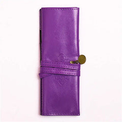 Soft Leather Pencil Case Stationery Clutch Bag Portable