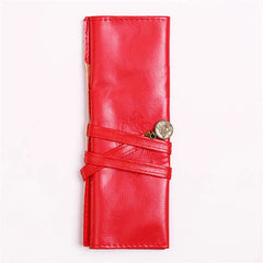 Soft Leather Pencil Case Stationery Clutch Bag Portable