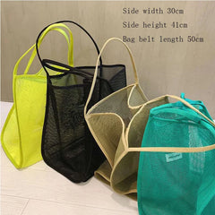 Women Mesh Shoulder Purse Large Capacity Beach Tote Bag for Summer Seaside Trip