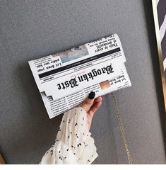 Women Envelope Messenger Bag Clutch with Chain Print PU Single