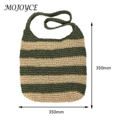 Women Straw Weave Messenger Bag Casual Travel Tote Large Capacity