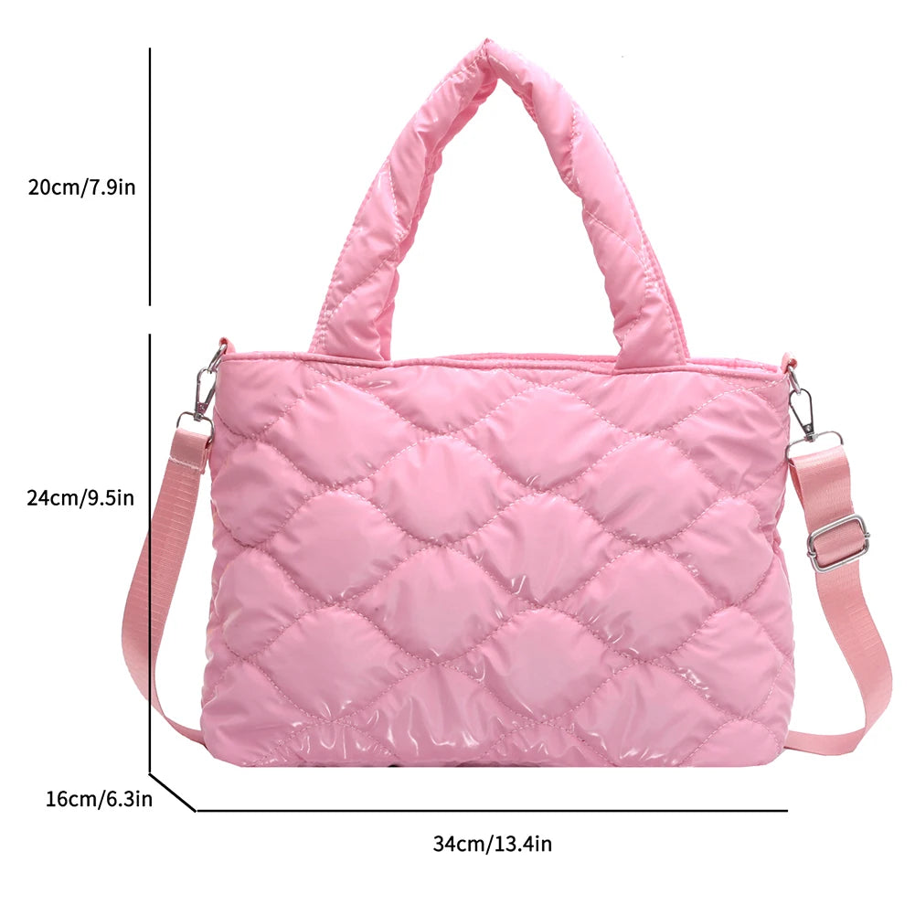 Quilted Winter Messenger Bag Zipper Large Tote