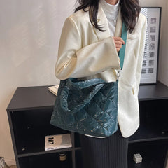 Quilted Winter Messenger Bag Zipper Large Tote