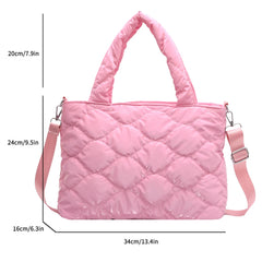 Quilted Winter Messenger Bag Zipper Large Tote
