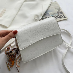 Small Square Leather Print Crossbody Messenger Bag