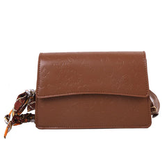 Small Square Leather Print Crossbody Messenger Bag