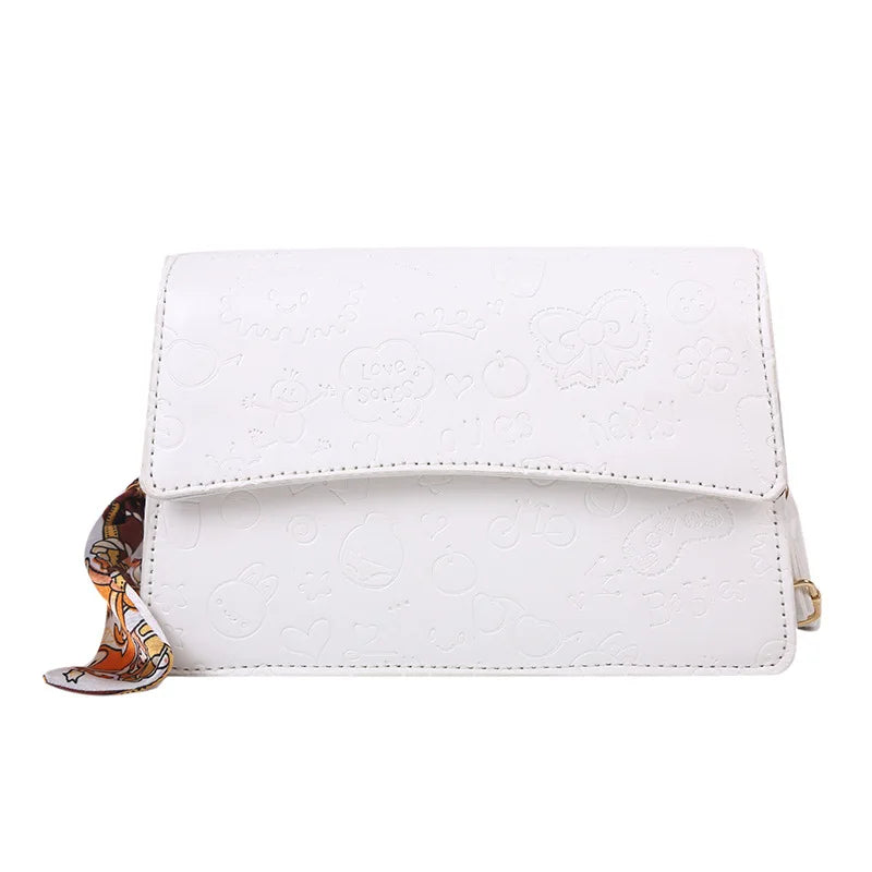 Small Square Leather Print Crossbody Messenger Bag