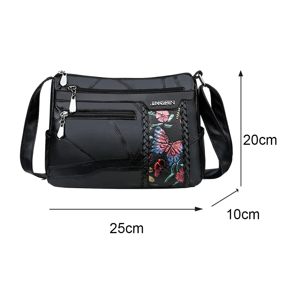 Floral Print Shoulder Bag Vintage PU Leather Crossbody