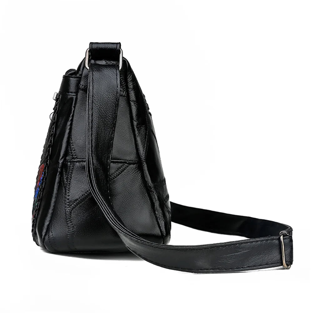 Floral Print Shoulder Bag Vintage PU Leather Crossbody