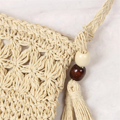 Hollow Out Woven Messenger Bag Tassel Beach Straw Crossbody Bag