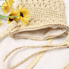 Hollow Out Woven Messenger Bag Tassel Beach Straw Crossbody Bag