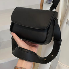 Women Small Square Leather Messenger Bag Shoulder Crossbody Solid Flap Daily Pur