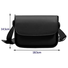 Women Small Square Leather Messenger Bag Shoulder Crossbody Solid Flap Daily Pur