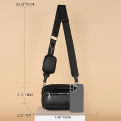 Women Messenger Handbag Leather Crossbody Bag with Small Purse