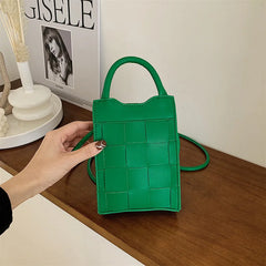 Women Messenger Phone Bag PU Leather Handbag with Short Handle