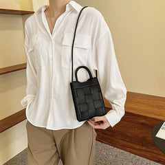 Women Messenger Phone Bag PU Leather Handbag with Short Handle