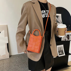 Women Messenger Phone Bag PU Leather Handbag with Short Handle