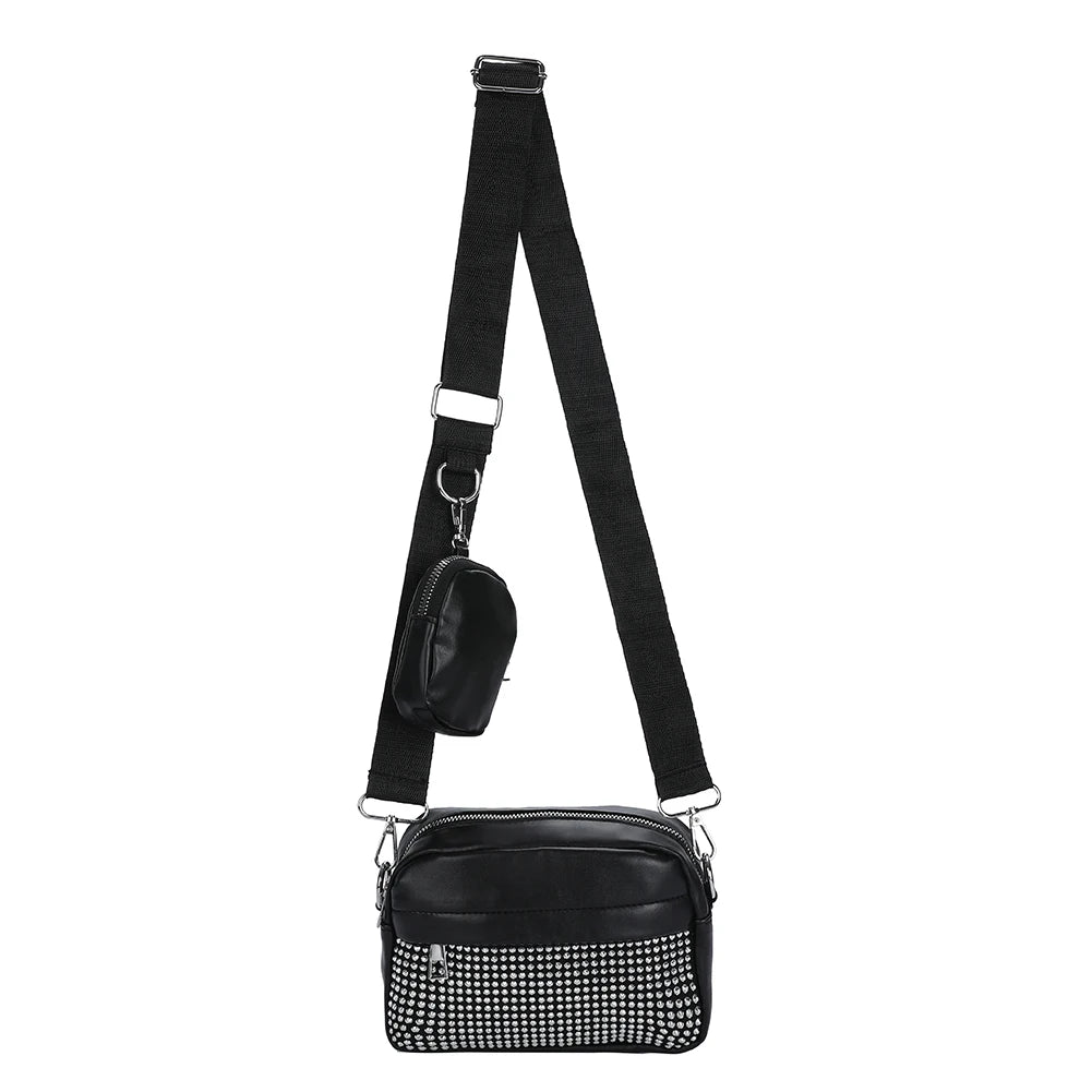 Women Messenger Pouch 2 in 1 Rhombus Pattern Adjustable Strap